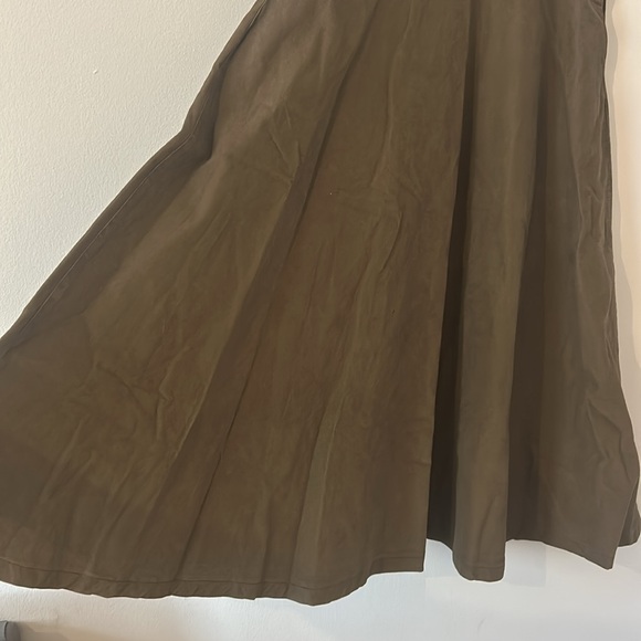 VINTAGE Ralph Lauren Brown High-Waisted Twill A-Line Midi Skirt Size 6 - Picture 2 of 5